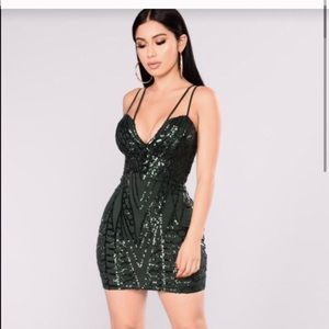 Fashion Nova Emerald Green Cocktail Dress